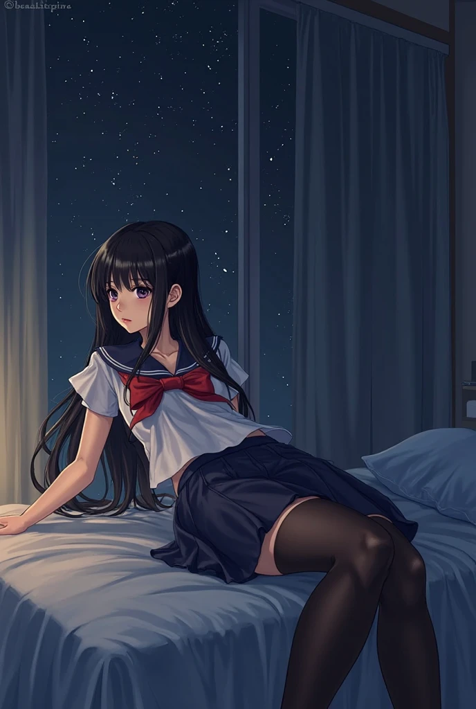 hight resolution、cute little、Amazing beautiful girl,female high-school student、 Anime style, 、17 age、on the bed、A dark-haired、Glamour、Colossal tits、de pele branca、wide-open legs、Very embarrassing、red blush。 Best Quality , Textured skin、 high details, High quality,Semi-long hair、No shoes,nudde,pubick hair、Black short socks、Pubic area、 hair、Open the crotch,、Tsurime,Anime-style eyes,Anime-style nose,Anime-style mouth、Turn your pubic area towards me、Highlights in the eyes、The pubic area is open,Lots of pubic hair、、night lights、pov from down、Tempting、white shirt、Blue tie、 Gray cardigan,I'm showing my pubic area,Lower body nudity、