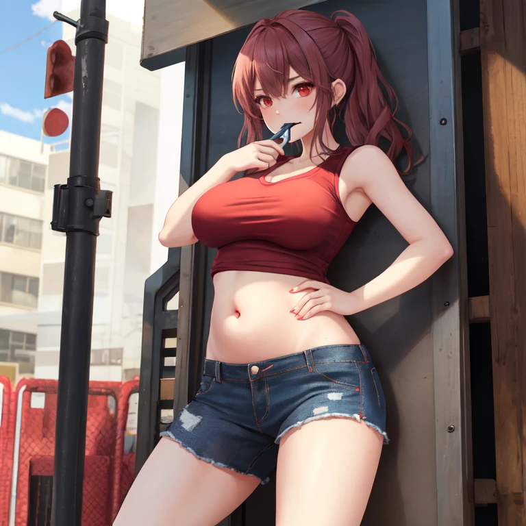sexy girl in hotpants and hottop
