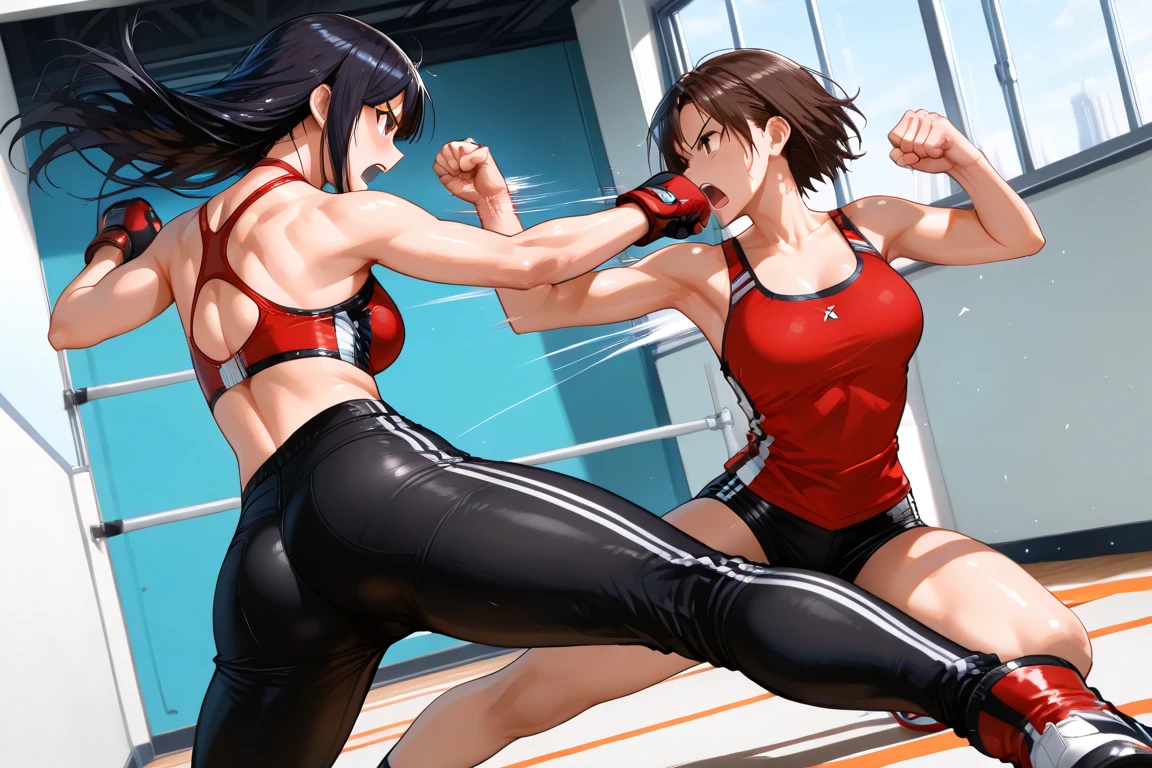 Very muscular and very sexy girl in mma outfit