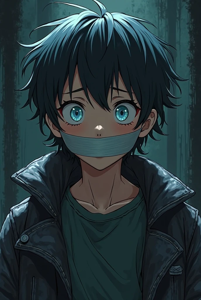 Highres, Masterpiece, Best quality at best,Best Quality,hight quality, hight detailed, Anime style, 1boy, Shota, young boy, hair between eyes,brown hair, blue eye, slim body, gag harness, muzzle, gagged, look at viewer, from the front, (very young boy), (very small and short body), simple beckground, cute boy, Uhd, bokeh, sweat