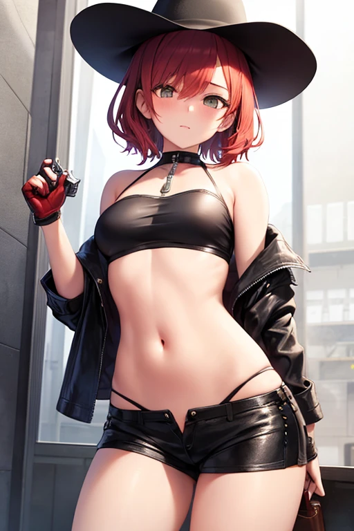 realisitic、top-quality、女の子 1 人、25-years old、Red-haired、piercings、Shy face、Fancy underwear、beautiful boob 、selfee、Nyan Nyan Pose、field day、Particles of light、profetional lighting