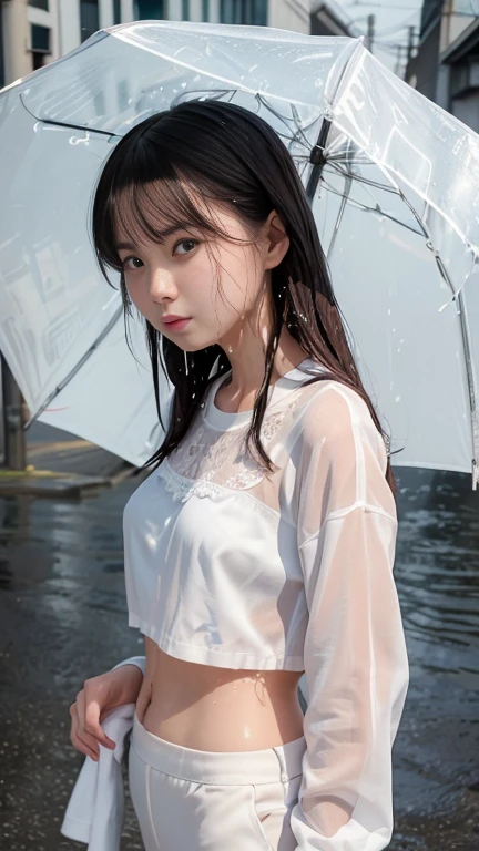 (Extremely meticulous CG),(((8k))),wallpaper,((Extremely refined and beautiful)),(((Masterpiece))),(((best qualtiy))),(((Ultra High Resolution))),beautiful light up,realistic shaded,(Smooth and flawless fair skin:1.5),(Extremely exquisite facial details:1.2),(ultra-detailed:1.5),((a beautiful girl,solo)),(White baseball cap:1.5),(short ponytail:1.2),(wet hair:1.5),(small head:1.2),(slender face:1.2),(Exquisite makeup:1.3),(happy:1.2),(laughing:1.2),(perfect body:1.1),(wet:1.5),(sweat:1.3),(shiny skin:1.5),(white shirt with short sleeves:1.3),(small breasts:1.3),(flat chest:1.2),(black and white checkered silk pants:1.5),((slim,thin)),(from front:1.3),(standing:1.3),(arms behind back:1.3),(at the school:1.5),(urban landscape:1.3),(outdoor:1.3),(summer:1.3),(day scene:1.3),(gloomy:1.3),(rainy:1.3),(overcast:1.5),(upper body:1.3),(surrounded by crowded crowds:1.5)