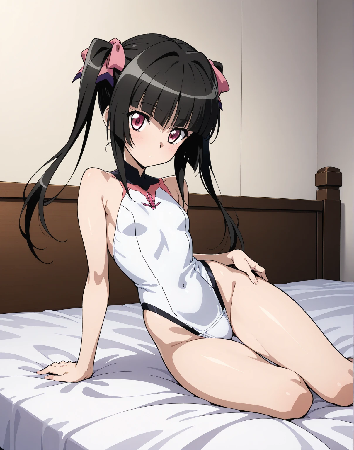 Shinomiya Kaguya, Shinomiyakaguya, Red eyes, small breasts, list brook, black fur, Red eyes, micro swimsuit, White socks