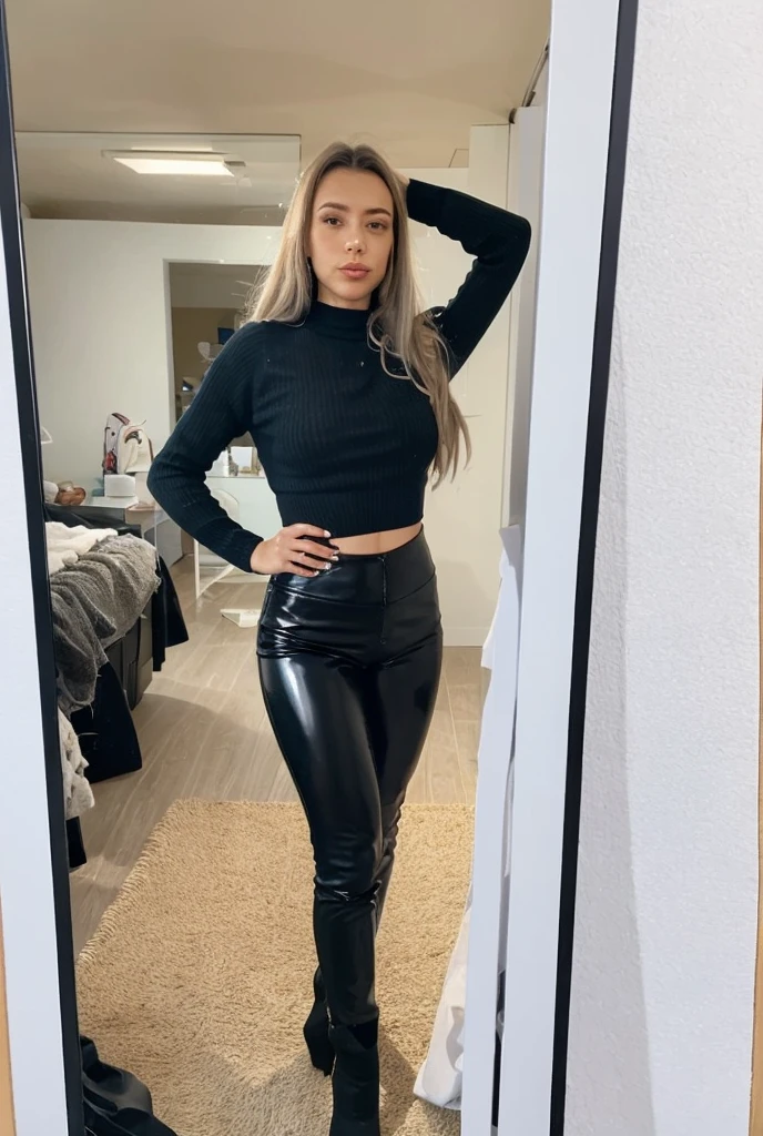 Leather leggings selfie