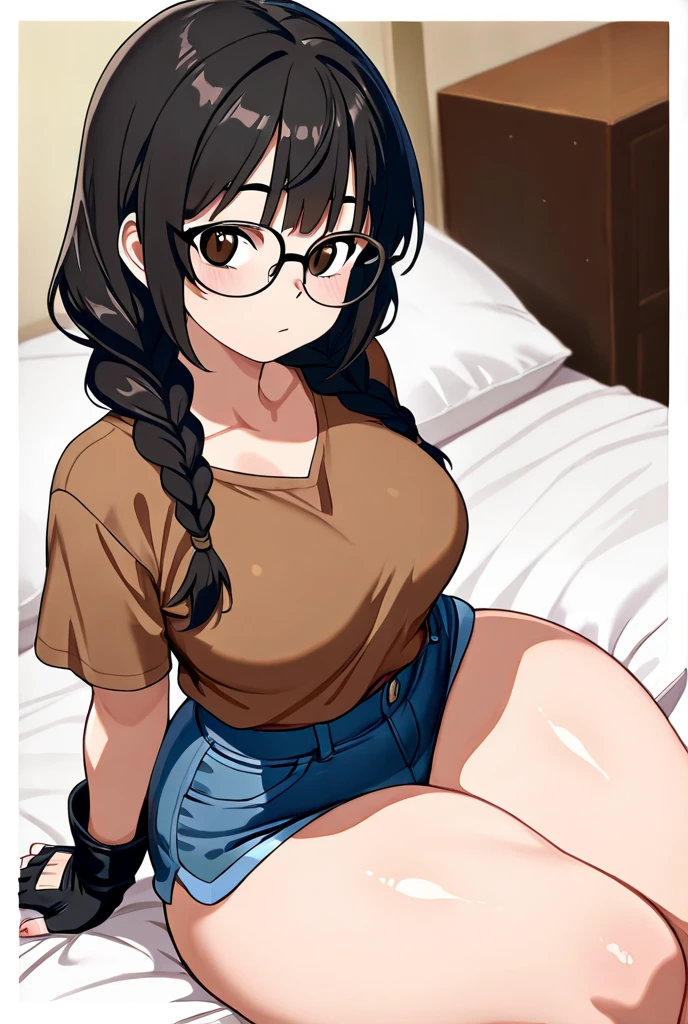 ((best quality,4k,8k,highres,hentai manga)),(2 japanese women),((A married woman and an adult daughter are kneeling))),Early thirties,Perfect face,(up body),(dark hair,ponytail,center part hairstyle,gentle face,downturned eyes:1.5,Dark brown eyes,Black-rimmed glasses,wearing a marriage ring),(dark skin:0.6),(smile,laughter,Red face),(cheerful,married woman),look at viewer,friend's room,(pov),(Small size Purple belly T-shirt,Super mini skirt made of denim fabric,Pop hairpin,Colorful bracelets,Thick-bottomed sandals),huge tit,plump,wet body,((manga:1.3)),(((Manga expression))),(((erotic effect line:1.5))),(((Speech bubble)))
