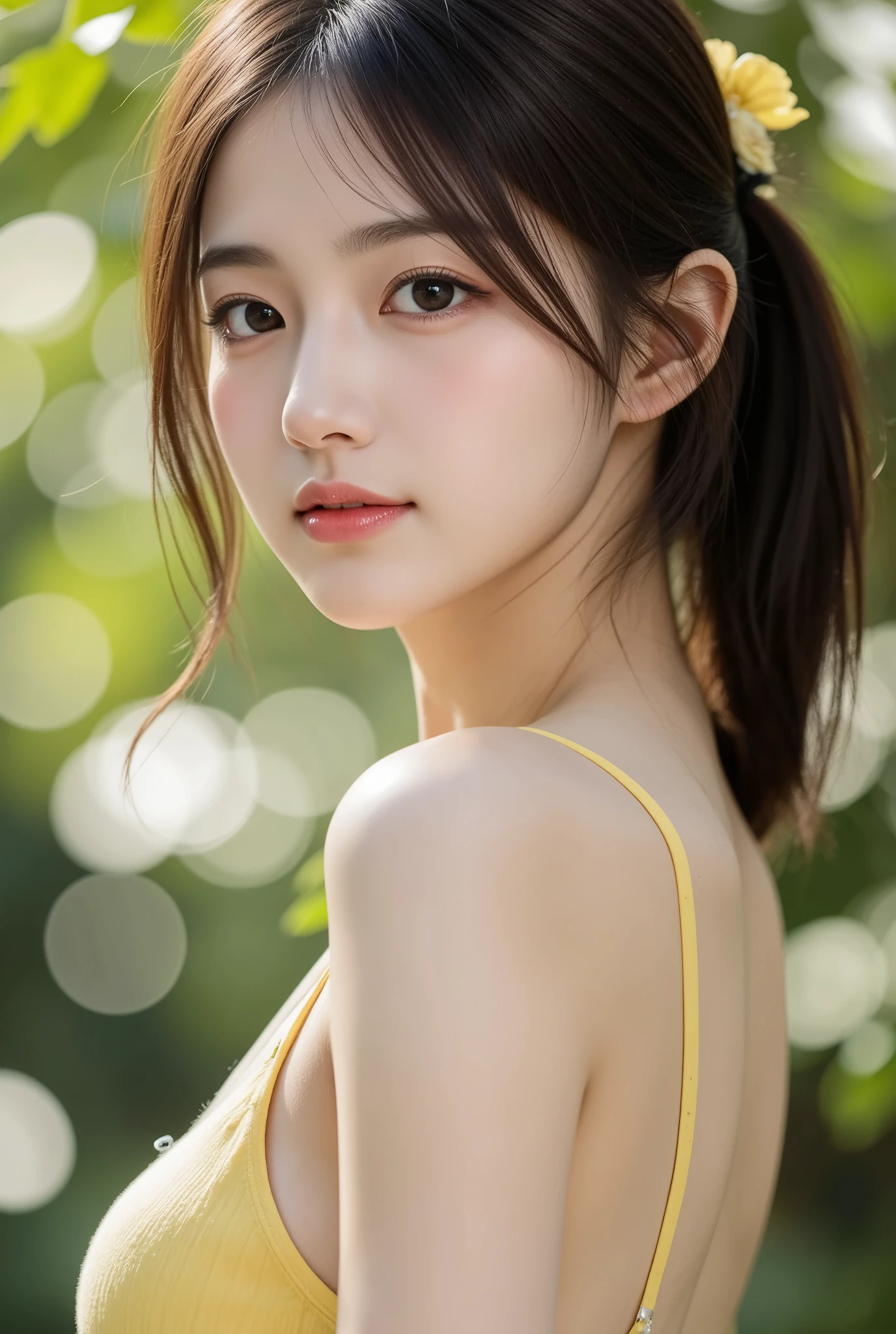 (best quality, masterpiece:1.2), A Woman, Portrait, Bra, outdoor