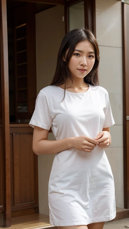 ,8K, Mastepiece, RAW Photos, Highest quality, Realistic, Highly Detailed CG Unity 8K Wallpaper, Depth of written boundary, Cinematic Light, Lens flare, Ray Tracing, (Extremely beautiful Face, lips) beautiful, beautiful目), An exquisitely crafted face, ((Highly detailed skin)) 1 Girl, woman1名, nurse, nurse cap, naked,Expose、 ((White legwear, )), Long Hair, Brown Hair, Red eyes, ピンクのlips, はにかんだsmile, Standing posture, ((Hospital room)), Sharp body, Short sleeve, woman, 14 years old, Highest quality, masterpiece、 design: Nanase Nishino、Blonde、Swedish Girls、Large Breasts、smile