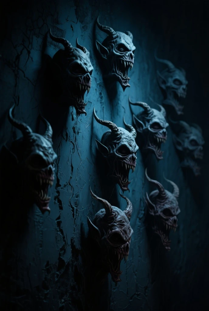 gothic, many demon heads, like liquid ink, dripping water into each other, detailed, ornate surrealism hyperrealism NSFW, detailed, realistic, 8k contract, high quality