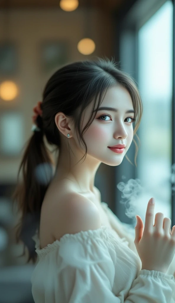 masterpiece, best quality, soft lighting, absurdres, 1girl, solo focus, skin imperfection, skindentation, perfect face, puffy face, beautiful face, big eyes, puffy eyes, perfect eyes, eyelashes, Hu Tao (genshin impact) from genshin impact, outdoor, bamboo forest, 8k, UHD, HDR, (Masterpiece:1. 5), (best quality:1. 5)