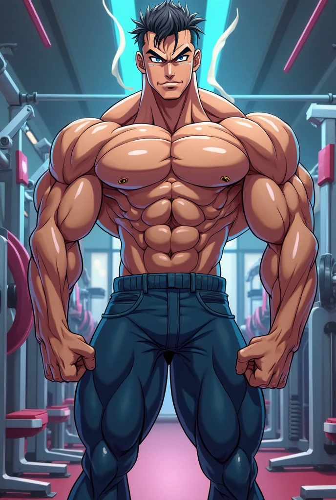 Sanji and Roronoa Zoro from One Piece stand together in a kitchen. Sweating. Blonde hair. Green hair. Staring ahead blankly. Drinking protein shakes that turn them bigger and dumber. Growing bigger muscles and crotch bulges. Both have trained themselves to look and act like big dumb bodybuilder jocks. Blending in with the other bodybuilder jocks. Assimilation. Dumb jock bros. Blank stares. Hyper crotch bulges. Dumber and dumber. IQ drain. Both equally muscular. "Bro, I feel ... kinda ... uhhh ... stupid...? Like, ... my head gets ... dumber, and ... dumber, and ... dumber..... I'll ... be dumb ... for Coach.... Bigger and bigger ... dumber and dumber.... Huhuhuh.... Yes, Coach. A good dumb jock is big and dumb. A good dumb jock's what we'll become.... Must grow big..... Must grow dumb.... Don't think.... Obey Coach.... Yes, Coach, we must obey.... The Big Dumb Jocks are here to stay...." Chuckling vapidly. Drooling. Hyper biceps. Hyper triceps. Broad shoulders. Thick, meaty hyper pecs. Hyper traps. Big deltoids. Big lats. Tank tops. Blank stare. Open mouths. Vapid. bro. bodybuilder. IQ drain. Jock. hypnosis. dumber. Big crotch bulges. Dumbing down. Brainwashing. Giant muscles. Hyper muscles. Dumber and dumber. Bigger and bigger. Muscleheads. Meatheads. Jocks. Hypnotized. Brainwashed. Brainwashing. Subliminal hypnosis. Flexing. Tall and muscular. mindless. Brainless. Jock bro assimilation. Integration. Conformity. Brute. Musclehead.
