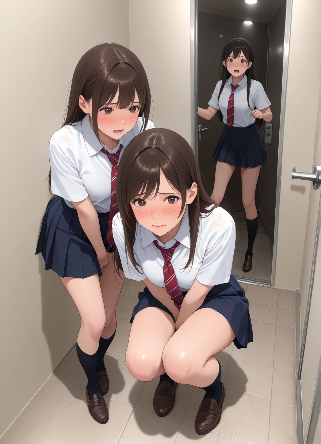 Multiple penises,Slender and sexy woman,kiss,Black thigh-high boots,Beige jean shorts,in the train,Molester,Multiple men,A man grabs a woman's arm,Put your hands behind your back,penis,rape,Sex,Creampie,ponytail,semen,profile,Standing doggy style,