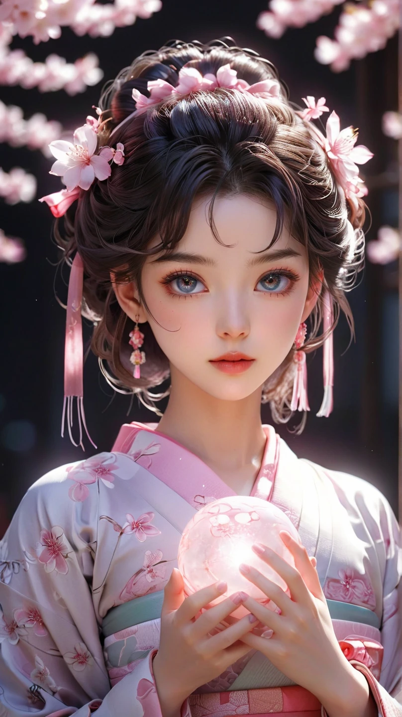 ((best qulity)), ((The Masterpiece)), (Detail:1.4), 3D, Beautiful cyberpunk female images,hdr(High dynamic range),raytraced,NVIDIA RTX,The ultra-Resolution,illusory 5,sub-surface Scattering,PBR textures,post-processed,Anisotropic filtration,deep of field,maximum definition and sharpness,multi-layer texture,Albedo e mapas Speculares,Surface Coloring,Mitsu-Accurate simulation of material interactions,perfectly proportioned,octane rendered,Two-colored light,Large aperture,Low ISO,White balance,Rule three points、8K raw data、beautiful bright pupils,Off-the-shoulder clothing,Fine pupils,Delicate face and eyes,long eyelash,Blushlush,Delicate and fluffy hair,Pink lips,Pure,cute nippkes,Sweet girl,Artistic sense,Casual wear,Sense of premium,butterflies,Cherry blossom petals,Beautiful hair accessories