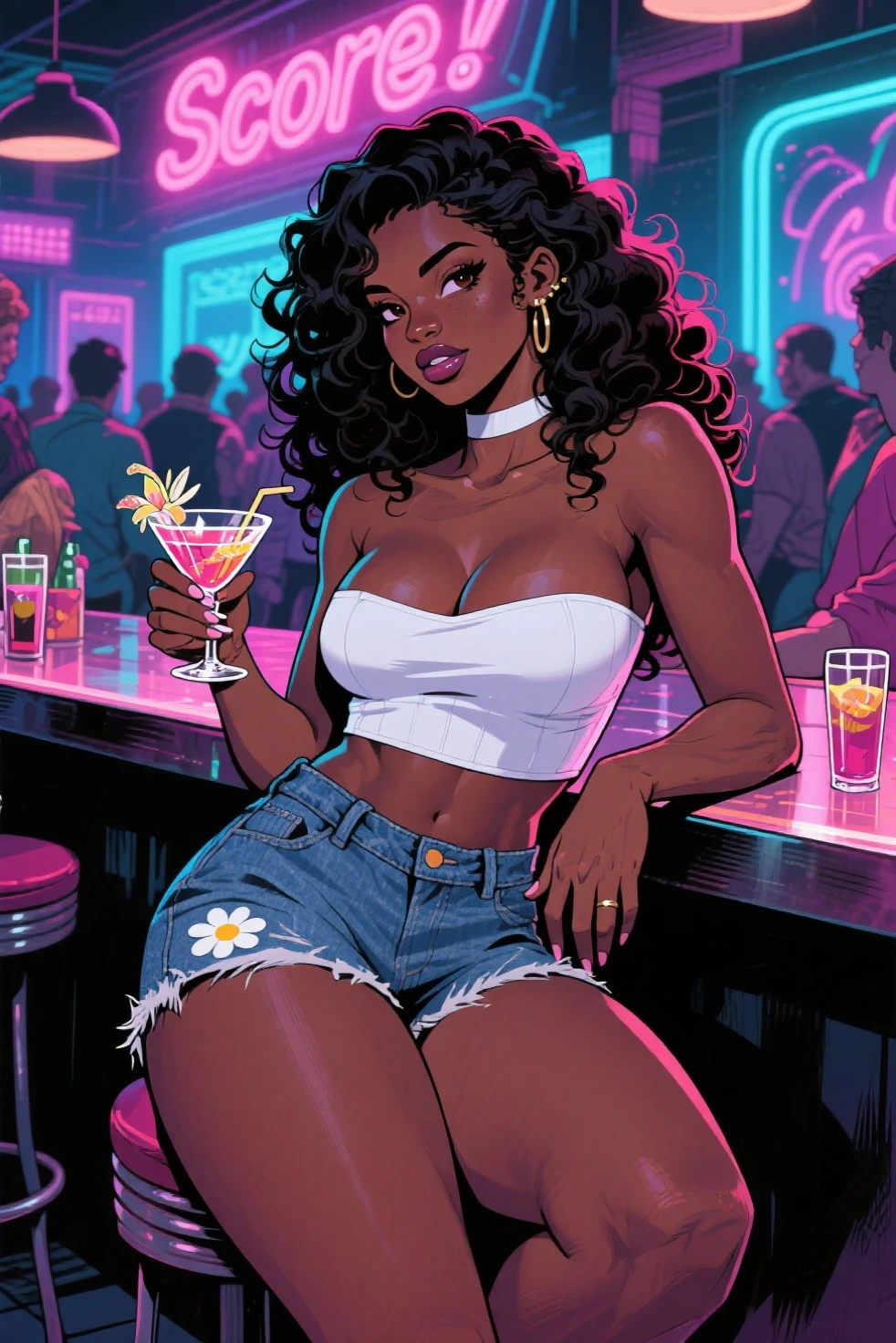 Black gothic girl, soviet union uniform, soviet service cap, gothic heels, , hairy , holding a controler, drinking vodka, mullet hair, latina face, tan skin, darker tone, tongue out, hairy , with hair, siting down in a puff, black girl, muscle female, playing video game, spreading legs, driping cum from.hairy , with hair, laizy pose, black girl, black skin, dark skin, darker tone. Two females playing videos, both black woman, romantic, girlfriends