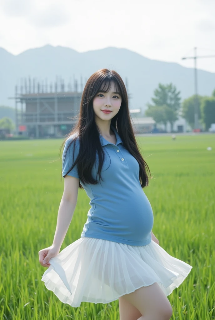 (highest quality、masterpiece、8K、best image quality、hyper realism、Award-winning work)、1 pregnant woman、(独奏:1.1)、(1 photo:1.1)、(Height: 140cm:1.1)、(low length:1.1)、(Lolita:1.1)、(Feminine and girly cute accessories:1.1)、(フェミニンでガーリーな可愛いLolita少女:1.1)、(Elegant pastel light blue T-shirt:1.1)、(Pastel light pink berry long flare skirt:1.1)、(late pregnancy:1.2)、Standing gracefully、(Random beautiful nature scenery background:1.1)、(Spectacular and mysterious scenery:1.1)、(beautiful clear sky:1.1)、(beautiful thunder clouds:1.1)、Full body photo of a woman standing gracefully with the biggest smile looking at me、accurate anatomy、perfect makeup、long eyelashes、glossy lips、Ultra high definition glossy skin、(Ultra-high definition bright and beautiful skin:1.1)、Ultra-high definition glossy lips、Super high definition beautiful teeth