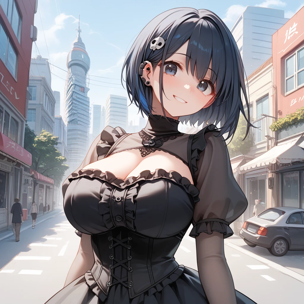 maid girl,(1girl:1.3),((anime maid girl with extremely cute and beautiful black hair walking seductively down the street)),
(large breasts:1.4),bountiful breasts, fluffy breasts, H cup bust, bust up, bulging bust top,(((black bob hair:1.35,colored inner hair,short hair, ear breathing))),((heterochromia, eye1 blue, eye2 purple, perfect eyes, upturned eyes:1.3, beautiful detailed eyes, finely detailed beautiful eyes:1, big highlight on eyes:1.2, slanted eyes)), (fat:1.2),(((lustrous skin:1.5,bright skin: 1.5,skin tanned,shiny skin,very shiny skin,shiny body,plastic glitter skin,exaggerated shiny skin))),(spider lower abdomen,narrow waist,wide hip,athletic body,inflated legs,delicate detailed fingers,detailed body,detailed arms,human hands, detailed hands),
cute,slutty,seductive,erotic,nsfw,
zettai ryouiki,(maid headdress), maid uniform, Headdress, (maid), sleeveless, mini skirt, boots, cleavage cutout, bare legs,clothes with a lot of lace frills,(detailed outfit,detailed clothes),
(dynamic pose:1.0),solo focus,embarrassed,blush, sweat,((tears,open mouth)), moist eyes,centered,scale to fit dimensions,Rule of thirds,
outdoors, ((night view)), (cyberpunk night street Background: 1.5,dark sky,alleyway,lonely alley,thick clouds, detailed background:1.25),
(best quality), (high resolution), (sharp focus), (ultra detailed), (extremely detailed), (extremely high quality artwork), 8k_wallpaper, (extremely detailed CG 8k),(very fine 8K CG), ((hyper super ultra detailed perfect piece)), flawless, (((masterpiece))), illustration, vibrant colors, (intricate), High contrast, Selective lighting, Double exposure, HDR (High Dynamic Range), Post-processing, Background blur,