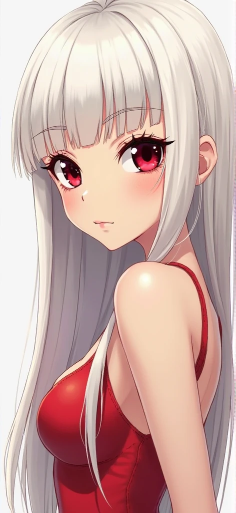 (Photorealistic:1.4)、(masterpiece、Side light、Exquisite beautiful eyes)、(Character Focuas,terpiece*Portrait)、Cute Face、 3D Face、(white hair:1.5、Straight Hair)、(1 Girl)、(Red eyes:1.2)、(cowboy shot)、(Sundress)、 (Cute face),(clear face),kind face,(Small breasts),(white background:1.5)、(glowing eyes:1.3)、(hair ribbon)、 Neat and clean、Adorable、Slim Body(Tareme:1.5),Shiny Hair、Glowing pink Skin、Nijisketch,Manga,zydG