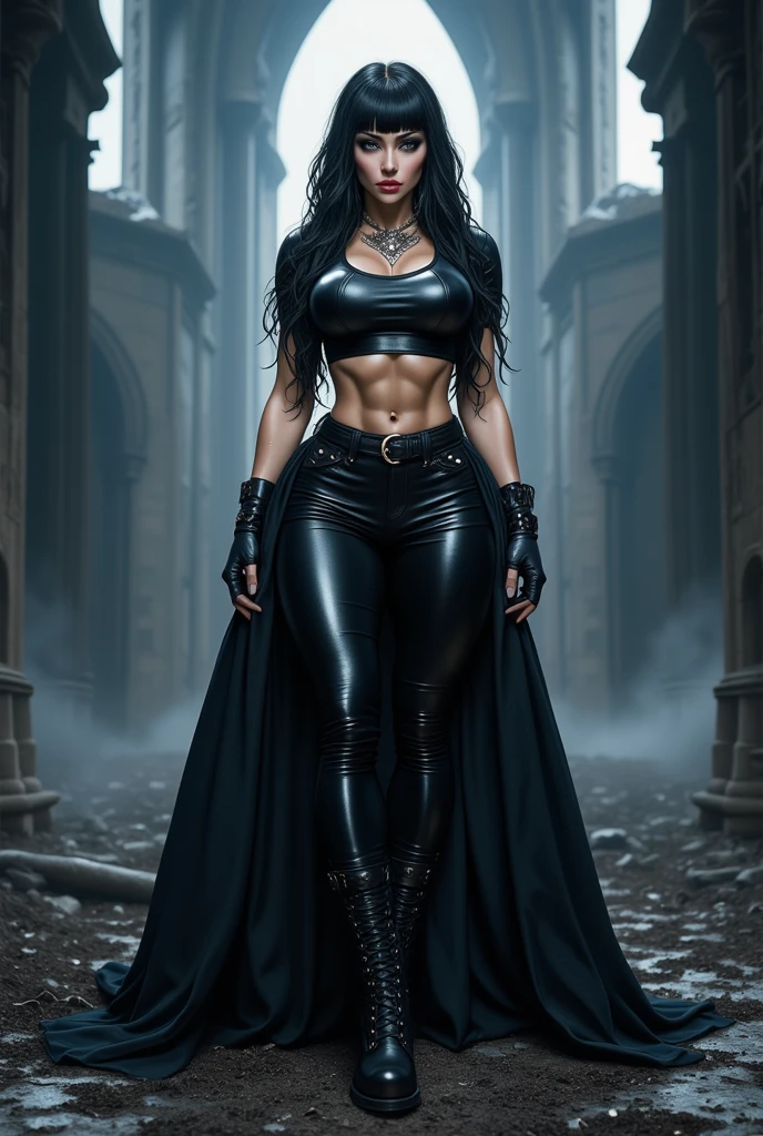 Strong woman with long hair