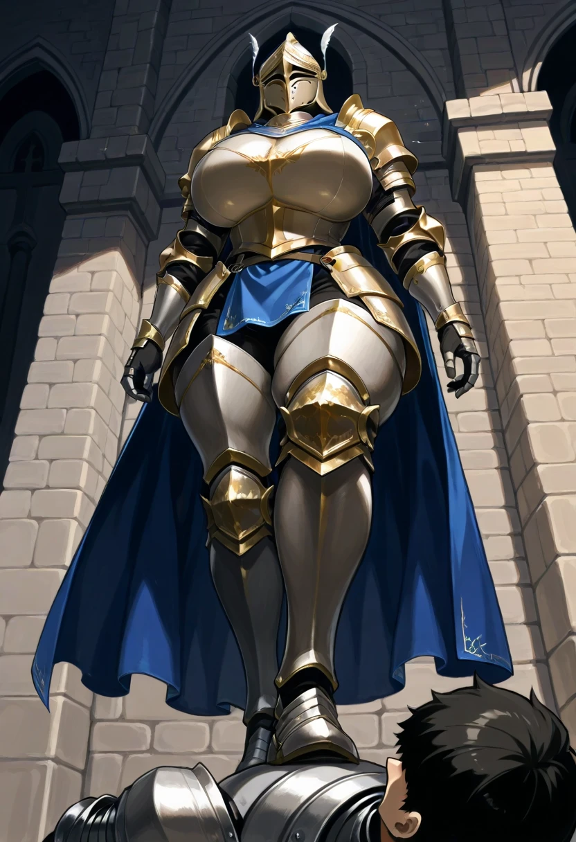 score_9, score_8_up, score_7_up, score_6_up, score_5_up, score_4_up, Medieval mercenary bimbo lady, mature woman, sexy, long straight blonde hair, hair covering one eye, big puffy bimbo lips, pouted lips, squinting eye, ((NSFW)), ((Full body)), ((gigantic breasts)), ((sagging breasts)), wide hips, thick thighs, huge ass, bare shoulder, arm guard, armoured Greaves, detailed background, wielding greatsword, sword stance