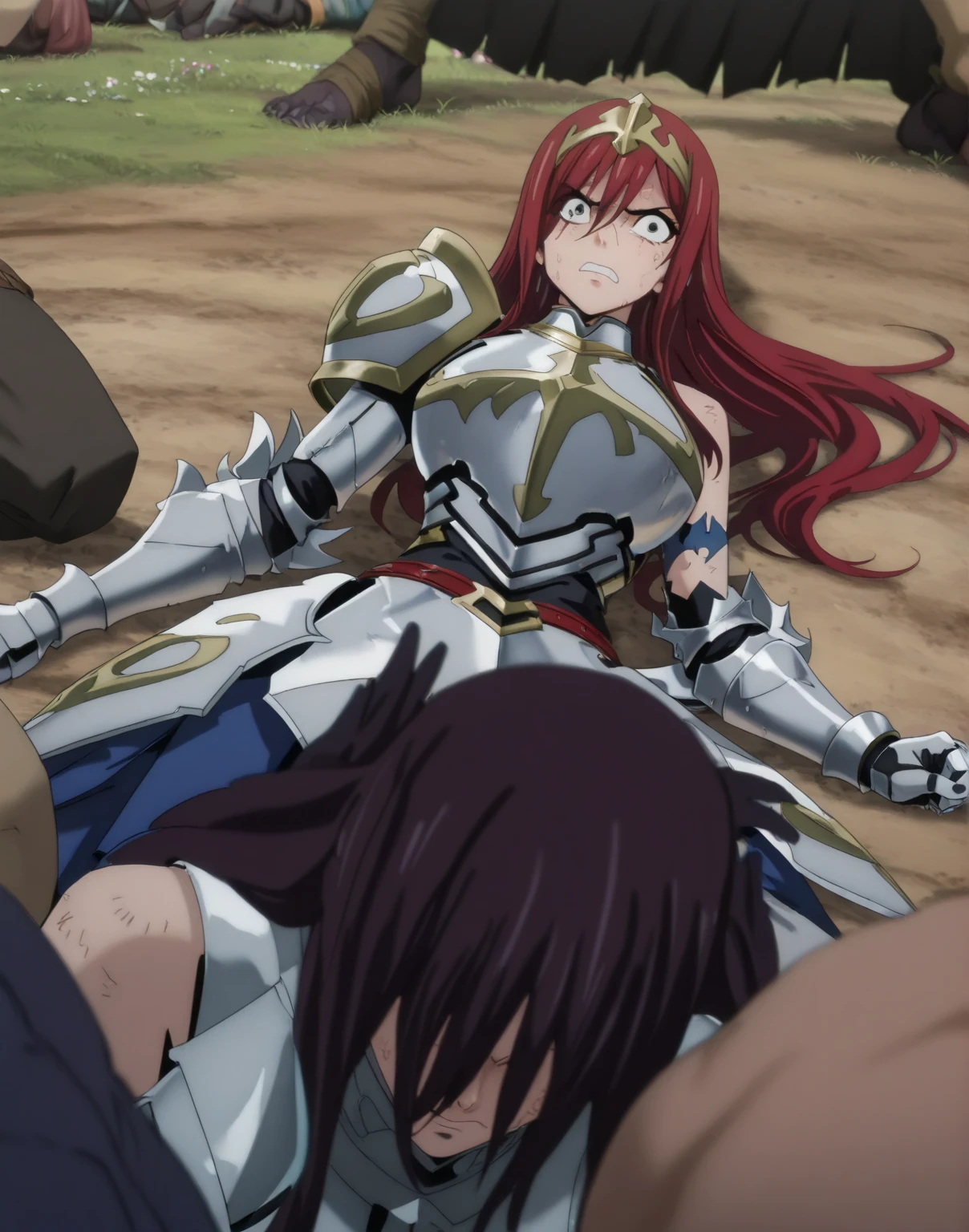 nsfw, nsfw,scanime screencap,official art,black pantyhose,,painful face,castle,anime style,high quality,sex with orc,blowjob ,deepthroat,vaginal,sex with 2 orc,sex with multiple orc,spread legs,lying down,from above,(huge cock),((veiny penis)),cum in pussy, excessive,,(sara valestein),(sen12),1girl, breasts, solo, cleavage, large breasts,choker, belt, yellow eyes, red hair,((high heel boots, Knee-high boots)), cum overflow,large areolae, huge nipples