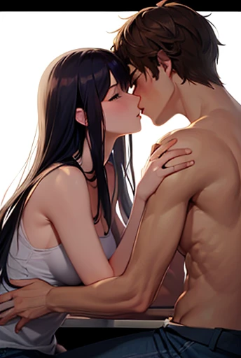 1girl, 1boy, NSFW, (vaginal,sex), (supright straddle, hug, from side), penis