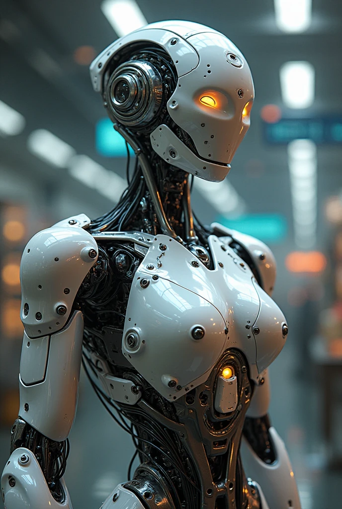 dark sci-fi, realistic photo,  full bod shot, 1 mechanical girl, mechanical parts, mechanical face, mechanical hands, mechanical body, mechanical legs, cybernetic, android geisha, wearing traditional Japanese clothing and a parasol, elegant mix of japanese woman and mechanical robot, japanese android geisha, traditional geisha clothing, beauty mechanical geisha, geisha hairstyle, Portrait of a mechanical geisha, mechanical parts, mechanical face, mechanical hands, visible mechanical element (mechanical body,mechanical arms :1.4), full boddy shot, depth of field, film grain, raw photo