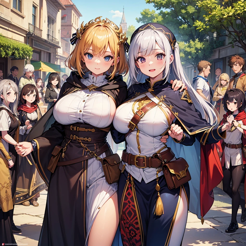 (masterpiece, highly detailed:1.2), 1girl, sarielx, heterochromia, braided ponytail, head wings, braided bangs, fantasy landscape, soft particles, head chain, Very embarrassed, blush, Amazing, finely detail, multiple old mans, standing, large breasts, ultra-detailed, rodo, (old worker), retired, 2old mans, surrounded by old men, multiple boys, hetero, breast grab, breast grab from behind, She is shorter than the old man., blue sky, grassland, Mumu, Exposed nipples, (Men and women are the same height:1.5), groping, smile, Fill the screen with a woman, I'm worried, (Completely naked:1, 5), close-up, cowboy shot, best quality