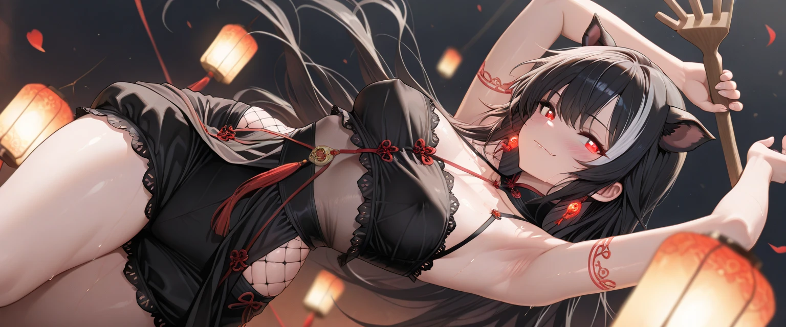 Anime girl with long hair and red eyes lying on the ground, author: Kane Motomura, detailed digital anime art, detailed anime art, | fine detail anime, detailed anime artwork, HD anime wallabies, drawn in anime painter studio, anime wallabies, beautiful anime artwork, exquisite details. Anime. Tentacles, clean and meticulous anime art, highest rated on pixiv, plump and highlight the figure