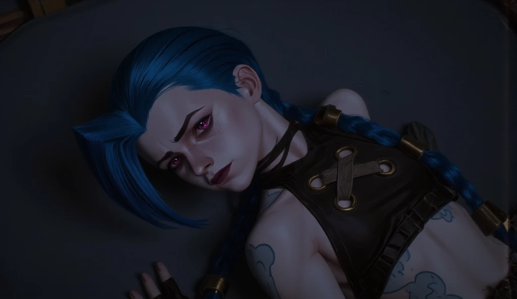 Um personagem estilo borderlands, tatuagem brilhante, sirene, casaco, Fundo de Borderlands, longos cabelos brancos