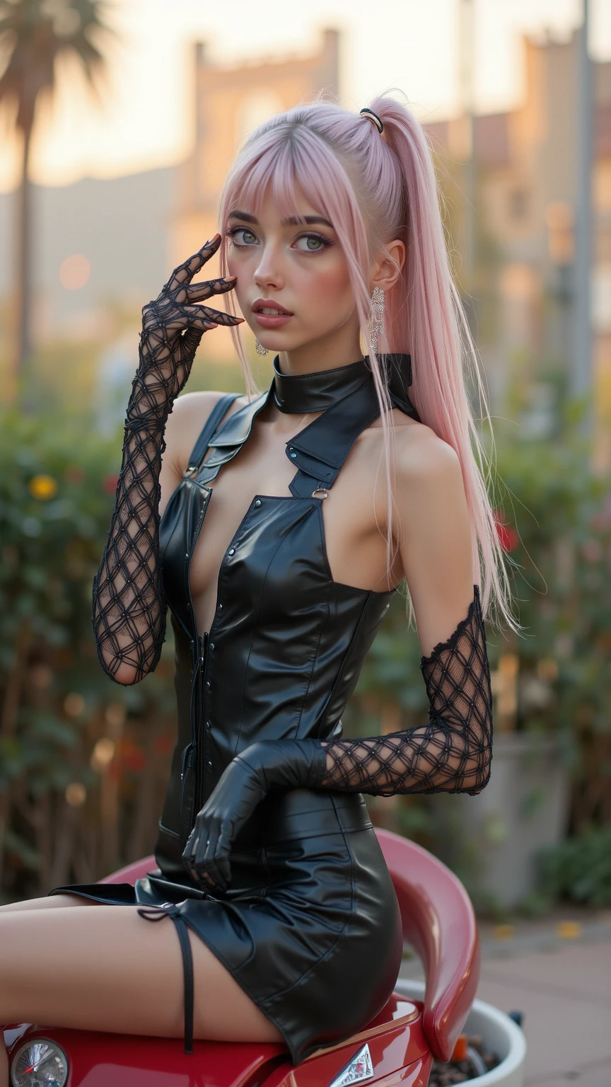 <lora:Briarv06:0.9> briar, (hand: 1.3), pink sclera, short hair, gradient hair, white hair, pink hair, black outfit, silver eyes, hair between eyes, pointy ears, gradient hair, smile, black outfit