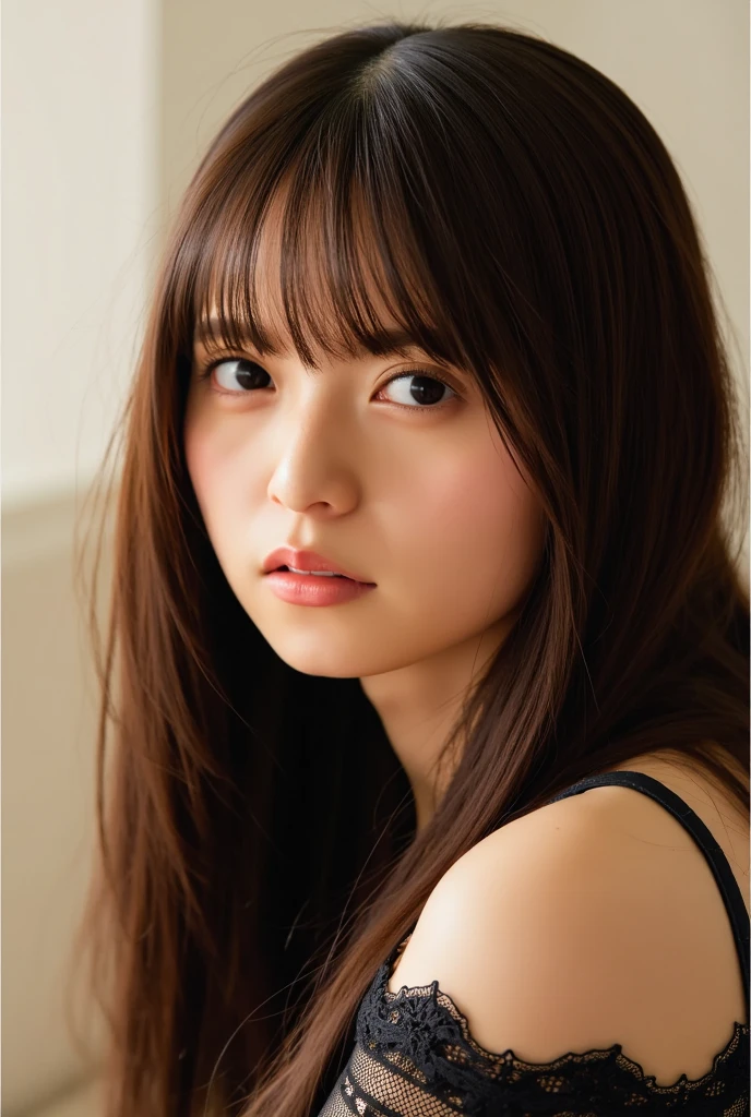 Masterpiece, (Hign quality, 8K, high resolution), raw portrait photo for the cover page of fashion magazine, Skinny Japanese lady, 30 years old, cute face, (detailed face, detailed eyes), natural lighting, upper body photo