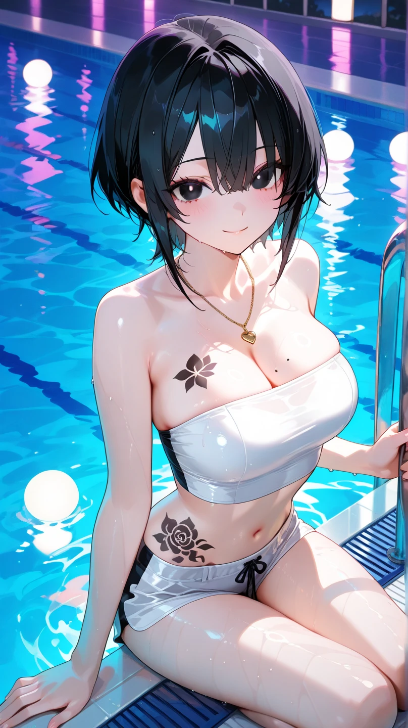 Swimsuit nurse，Real Human，fully body photo，One guy，with short black hair，Very few clothes，Tightened，Red rope，binding，Real people，Hyper-realistic faces，Real skin details，pearls of sweat，scrape
