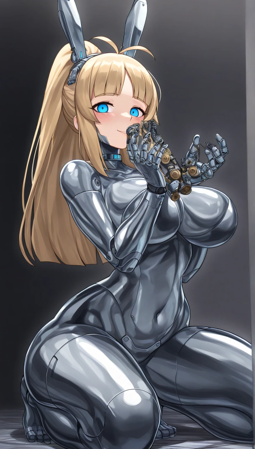 ((best image quality,highest quality,T Masterpiece))、1 girl 1 person、((very big breasts:1.4))、beautiful legs、Korean idol types、Beautiful woman、((inside the hut:1.4))、((dark-skinned girl crawling on all fours:1.7))、genuine、detailed body、(blonde hair:1.3)、((oversized latex suit:1.6))、long hair、lipstick、very sweaty、(crying face)、blush、earrings、((giving a blowjob to a dildo:1.3))、(legs spread:1.2)
