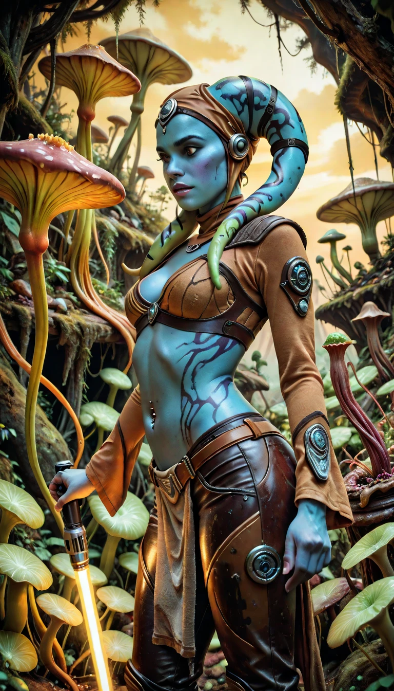 Avatar Style, (Photo of your face:1.6), Navi, One Girl, woman, (Silver Eyes), (Big eyes), ((No eyebrows)), Pointy Ears, (forest Green skin tone:1.0), (Curly Hair:1.0), Black hair color, ((Braiding)), ((With bangs)), (Young people), 18-year-old, Facial wrinkles, Wearing colorful tribal clothing, (Wear tribal accessories), fine grain, Toned body, Muscular body, Vibrant colors, Shine, Mysterious atmosphere, Surreal dreamy lighting, Textured skin, Otherworldly beauty, Captivating photos, (highest quality, High resolution), Vibrant colors, Ultra-realistic, Skin Details, Striped Skin, SFW, Face close-up:0.5, Super-detailed body, ((Green skin)), ((m41s4)), From Brazil