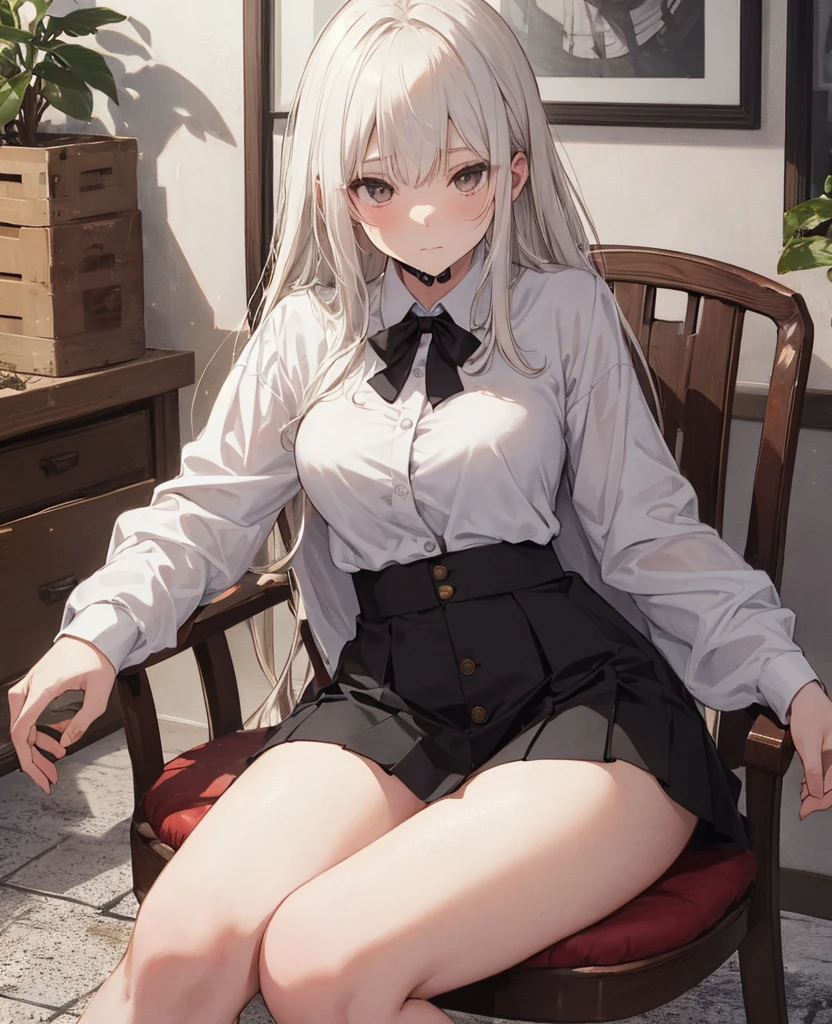 (Prohibition of leg raising:1.8)、(No lifting of one leg:1.8)、(Knee high boots prohibited:1.8)、(Knee high socks prohibited:1.8)、(Pleated skirts are not allowed:1.8)、
(1) there is one woman、
(2) (A woman sits with her legs closed and her knees pressed together:1.5), (Please make sure that the pants are visible above the thighs..:1.5)、(both feet are on the ground:1.5)、
(3) (The woman wears a white long-sleeved turtleneck knit:1.5)、(The skirt is a tight miniskirt.:1.8)、(She wears long, slim black boots.:1.5)、
(4) The pants are red and have a flashy pattern..、
(5) woman has short brown hair, shining eyes, A provocative grin,
(6) (The location is a bench in a shopping mall..:1.5),
(7) highest quality, High resolution, realistic pictures, realistic skin,
