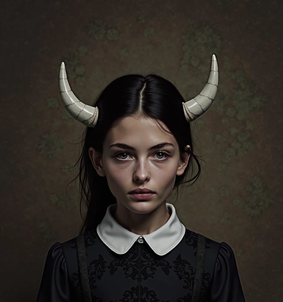 DarkSpheraStyle, slavic godess of death, wood and leafs on body, grey cracked skin, horns, devil eyes, natural skin texture, natural fur texture, 24mm, 4k textures, soft cinematicight, adobe lightroom, photolab, hdr, intricate, elegant, highly detailed, sharp focus, cinematic look, soothing tones, insane details, intricate details, hyperdetailed, low contrast, soft cinematic light, dim colors, exposure blend, hdr, faded  <lora:DarkSpheraStyle:0.7>