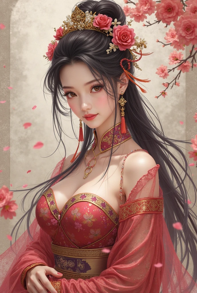 official art, highest details, beautiful and aesthetic, fractal art, colorful,
masterpiece, best quality, 1girl,  <lora:kwFemale_Beta40-SDXL_v1:1>, chinese, cleavage