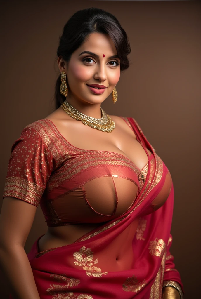 Foto RAW, photorealistic, photography, full body shot, 50 years old Woman, master shot, perfect eyes, goddess like beauty, pierced eyes, perfect thick chubby mallu Desi aunty bhabhi, Wearing a Stanapatta, a chest-band.Saree model, model Photography, Indian saree shoot, Indian traditional wear advertising photography, traditional wear brand shoot, face of Indian actress Sonakshi Sinha, masterpiece, realistic, realism, incredible details,  pleasure, photorealism, detailed skin, skin pores, high contrast, photorealistic Artstation 8k HD digital art trend of high definition and detailed realistic skin texture, ultra detail, realistic skin texture, armature, best quality, ultra high definition, (photorealistic:1.4),, high resolution, detail, raw photo, sweat, Re sharp, by Lee Jefferies Nikon D850 Film Stock Photo 4 Kodak Portra 400 Camera F1.6 Lens Rich Color Ultra Real Realistic Realistic Textures Dramatic Lighting Unreal Engine Trending at Art Station Cinestill 800,(pele altamente detalhada: 1.2), 8k UHD, DSLR, soft-lighting, alta qualidade, grain of film, Fujifilm XT3,she didn't like to wear blouse or bra, she is happy to wear only saree, she hates blouse or bra, detailed hairy armpits, hyper realistic skin, skin pores, sweat, veins, 