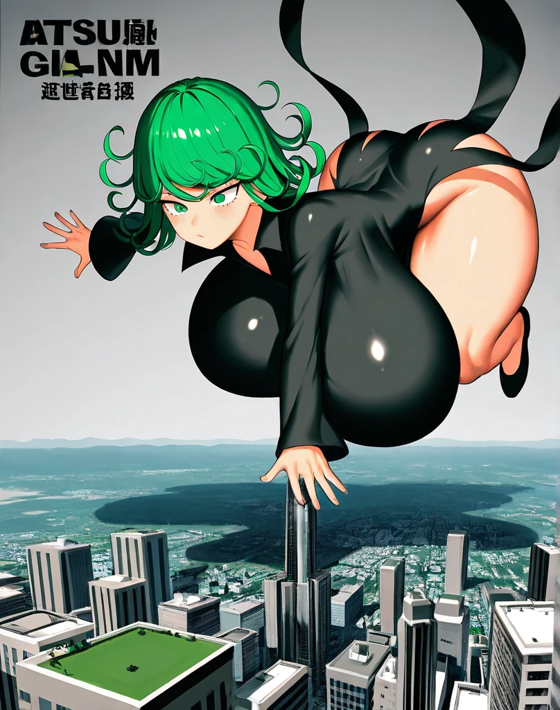 Giant maiden,Moe two-dimensional style,Pregnancy status,Round belly,Gaze at the bustling city, Lying down, Full body