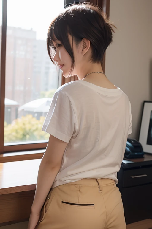 Highest quality, masterpiece, 8k, Ultra-high resolution, (Realistic: 1.4), 1 person, Beautiful Face,Detailed facial expressions、 Symmetrical eye, close ~ eye、Open your mouth, thin、Perfect figure, stewardess, (Inside the plane: 1.2), Rear View,, (Absolute area:1.3)、Show me the back of the thigh、Tight ass、Toned thighs、Stick your butt out、thin下半身、Lift your skirt yourself、small panties in pink lace、See-through blouse、thin、Sweaty、