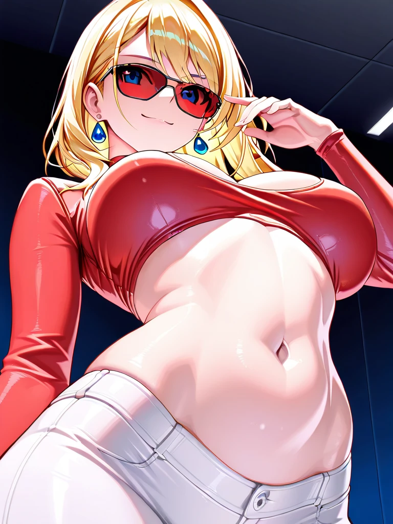 An anime-style artwork depicting Kousaka Shizuru from the game Honkai star rail.
Tags: Kousaka Shizuru, anime, detailed eyes, detailed lips, ass, bare shoulders, (blonde hair:1.1), (micro bikini : 1.4), midriff, long hair, red-framed eyewear, semi-rimless eyewear, solo, under-rim eyewear, huge breasts, (green eyes:1.1),, smiling expression, intense gaze, dynamic pose, indoor, nightclub, pole_dancing, standing on podium with a dance pole, stripper, pole dancer, vibrant colors, digital art, high-resolution, professional quality, gigantic breasts, (underboob : 1.4), curvy, cowboy shot, (gigantic breasts: 1.4),