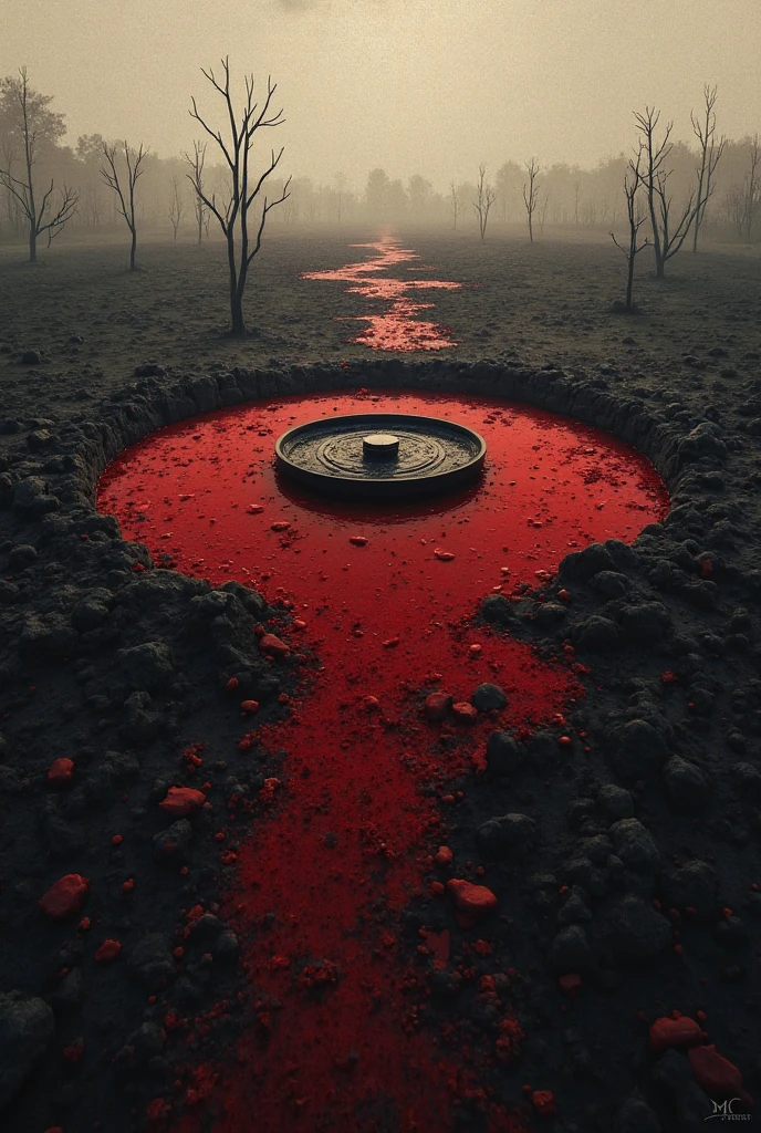 create a background of a triangle filled with blood,with revenge