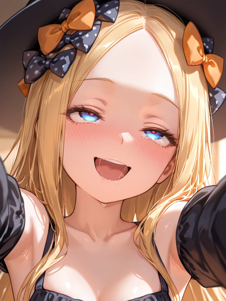 nsfw,((One man and one woman,Having sex)),((gangbang,3boys)),Showing off her nipples,masterpiece, best quality, highres, hmaw1, long hair, hat, black dress, long sleeve, black sleeves, white bloomers, cowboy shot,Open Mouth Smile, Simple Background