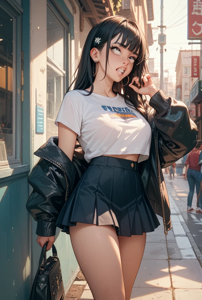 girl spacepunk,(1girl),((beautiful girl with cute cat ears)),
(large breasts:1.4),saggy breasts,((black hair,black messy hair,colored inner hair,long hair:1.5,absurdly long unkempt hair:1.35,long black hair,ear breathing,intricate cut hair)),((((cat ears,cat ears on head,big cat ears)))),(((neon_pink_eyes:1.3))),intricate eyes,beautiful detailed eyes,symmetrical eyes,((fat)),(((lustrous skin:1.5,bright skin: 1.5,skin tanned,shiny skin,very shiny skin,shiny body,plastic glitter skin,exaggerated shiny skin,illuminated skin,wet legs))),(spider lower abdomen,narrow waist,wide hip,athletic body,inflated legs,detailed body,(detailed face)),
cute,slutty,seductive,erotic,(((nsfw))),
(graffiti art in clothes),zettai ryouiki,revealing clothing,show skin,((((underboob)))),((cleavage)),(semi-naked,with little clothing),((tiny thong, armor thong intricate)),(large sport socks,visible thong straps,no bra),((underpants strap)),((((crop top hoodie,cropped hoodie,hoodie,hoodie intricate)))),(((wet clothes,intricate outfit,intricate clothes))),
(dynamic pose:1.0),solo focus,embarrassed,(centered,scale to fit dimensions,Rule of thirds),
cyberpunk city by the ocean at night, with bright neon signs and dark stormy clouds and puddles, scenery:1.25,nighttime, starry night, cosmos,Very dark night that makes the neon lights stand out, very bright neon lights,nighttime, starry night, cosmos,
artistic photography,(photography taken by sldr),highres, sharp focus,(ultra detailed, extremely detailed), (photorealistic artwork:1.37),(extremely detailed CG unity 8k wallpaper),((synthwave background theme)),(((vibrant colors))),intricate,(intricate background),(masterpiece),(best quality),perfect rendered face,perfect face details,realistic face,photo realistic,analog style,((intricate detail)),(((realism))),