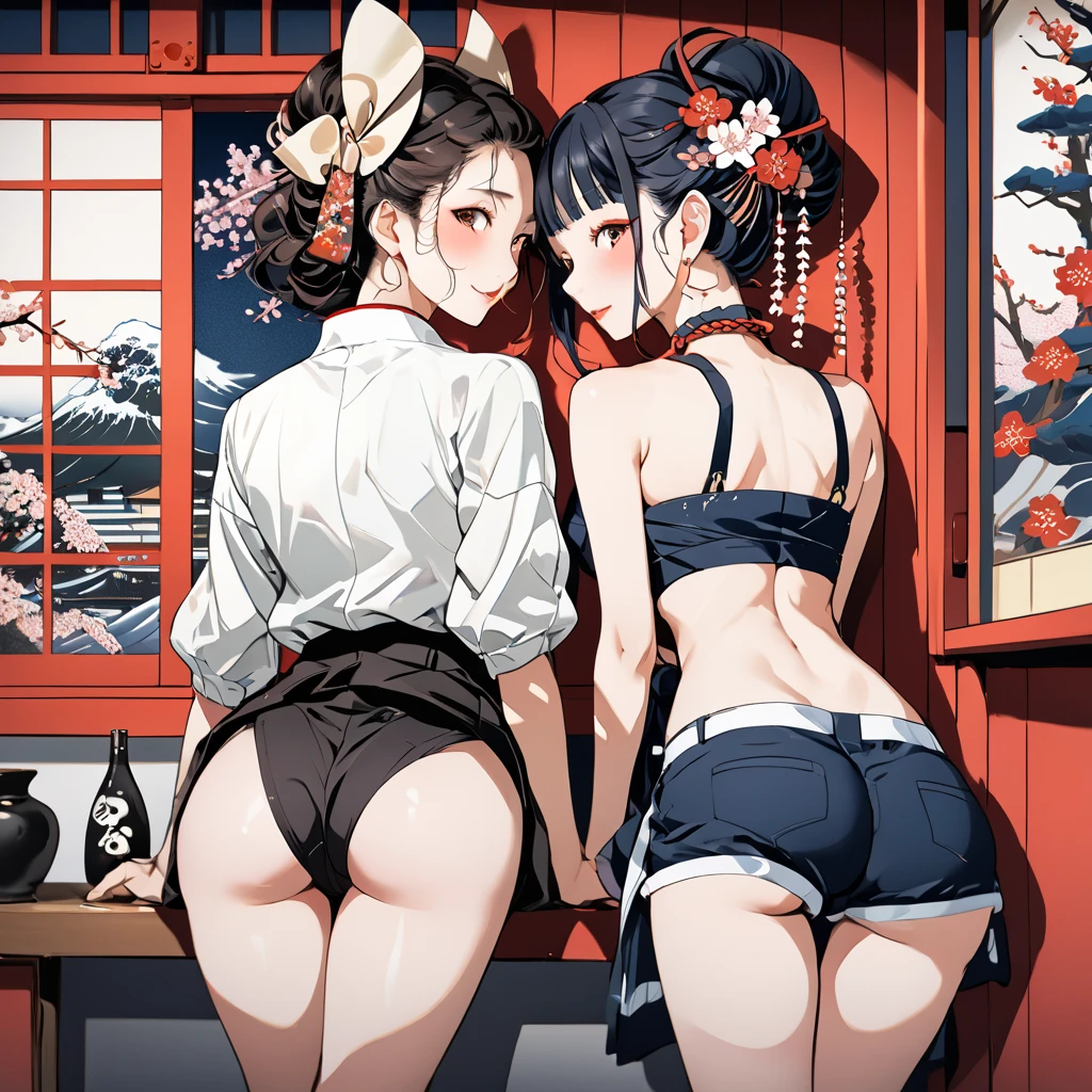 (masterpiece, best quality, high resolution),cowboy shot, 1girl, ass, sitting, solo, from behind, desk, panties, ass focus, wide hips, huge ass,