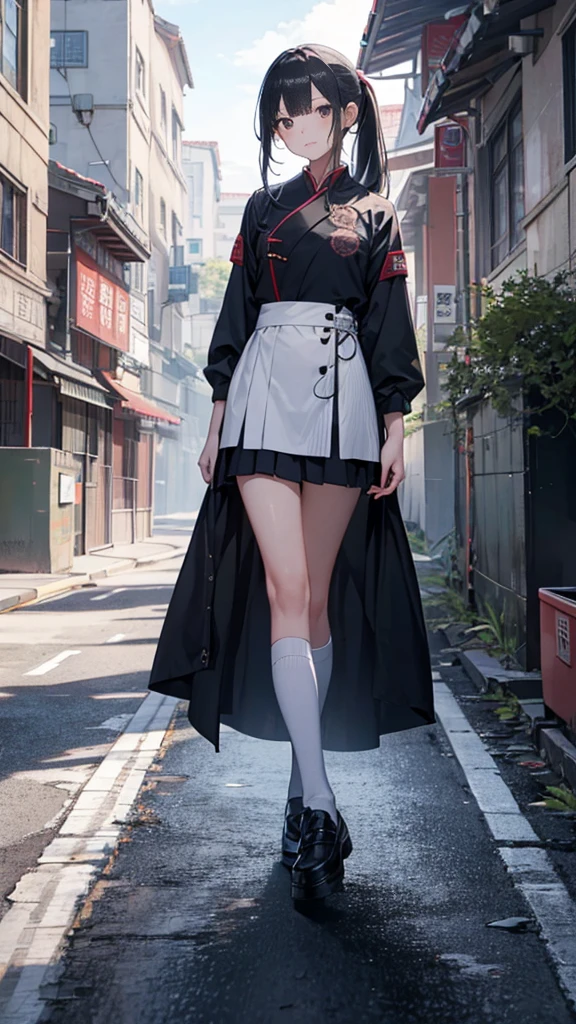 1 girl, smile, shirt, skirt, (small) chiralism, Japan high school school uniform, seravuk, summer clothes, squall-wet uniform, sheer bra, (portrait from knee up),