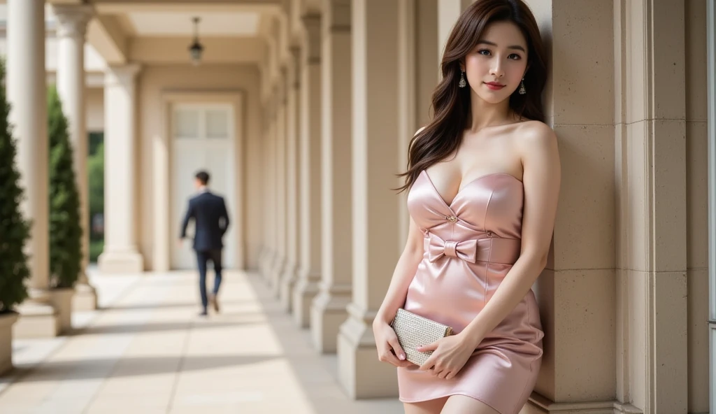 (8K, highest quality, masterpiece: 1.2), (realistic, photo-realistic: 1.37), super detailed, ((( 1 asian girl))), alone, beautifully detailed sky, detailed hotel, Night, standing, date, (blushing), (smiling: 1.15), (closed mouth) small breasts, beautiful fine eyes, (shirt: 1.1), red sexy Off-the-shoulder dress, (short hair: 1.2), Floating hair NovaFrogStyle, ( body)), standing, sexy, attractive
