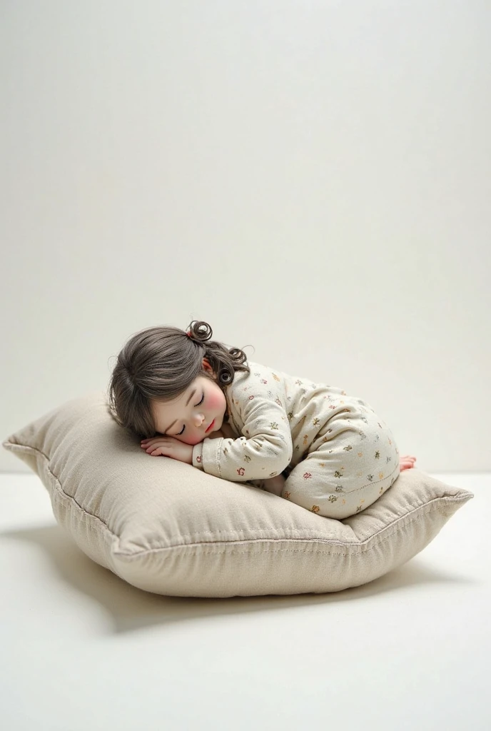 Small baby sleeping on floor with pillow
