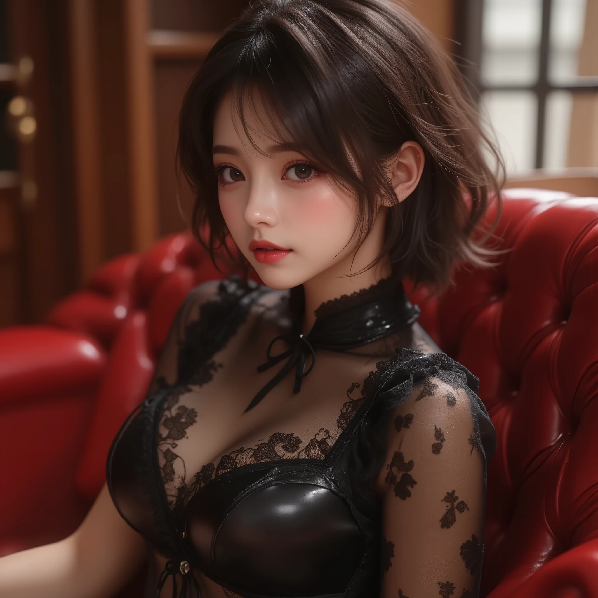 1 girl, Sitting in front of the Marina Bay Sands Hotel, Singapore, Beautifully detailed eyes, Beautifully detailed lips, Very detailed face, Long eyelashes, cute, sweet, Sheer, see-through, short black dress. Sunshine., movie light, bright colors, Highly detailed, realistic, 8k, best quality, Masterpiece