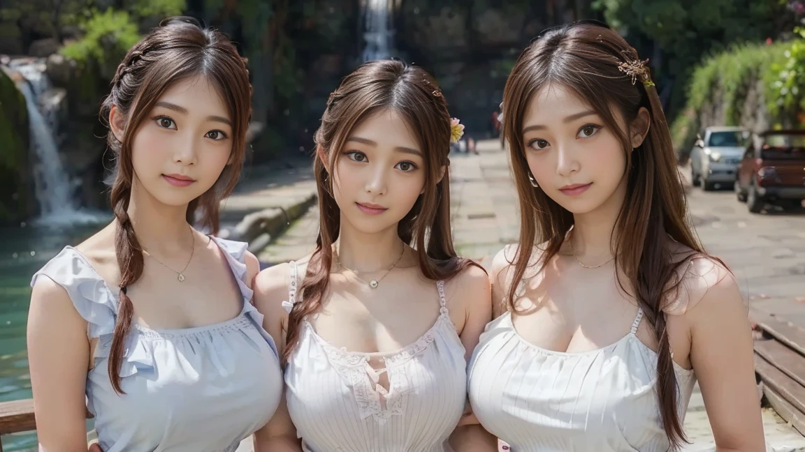 (4k, 16k, masterpiece, RAW photo, best quality, detail:1.2), photorealistic,  extremely detailed CG unity 8k wallpaper, (extremely beautiful face, beautiful lips, beautiful eyes:1.3), intricate detail face, cinematic light, ultra high res,  uhd,  1girl, solo, koean idol, korean makeup, IU,SUZY,a beautiful dress, open shoulders, strapless, see-through, ribbon, brown hair, brown eyes, hair bun, breasts, looking to the side, blurry background, strapless dress, collarbone, realistic, white dress, lips, hair ribbon, looking away, black hair, makeup, red lips, tutu, short hair5
