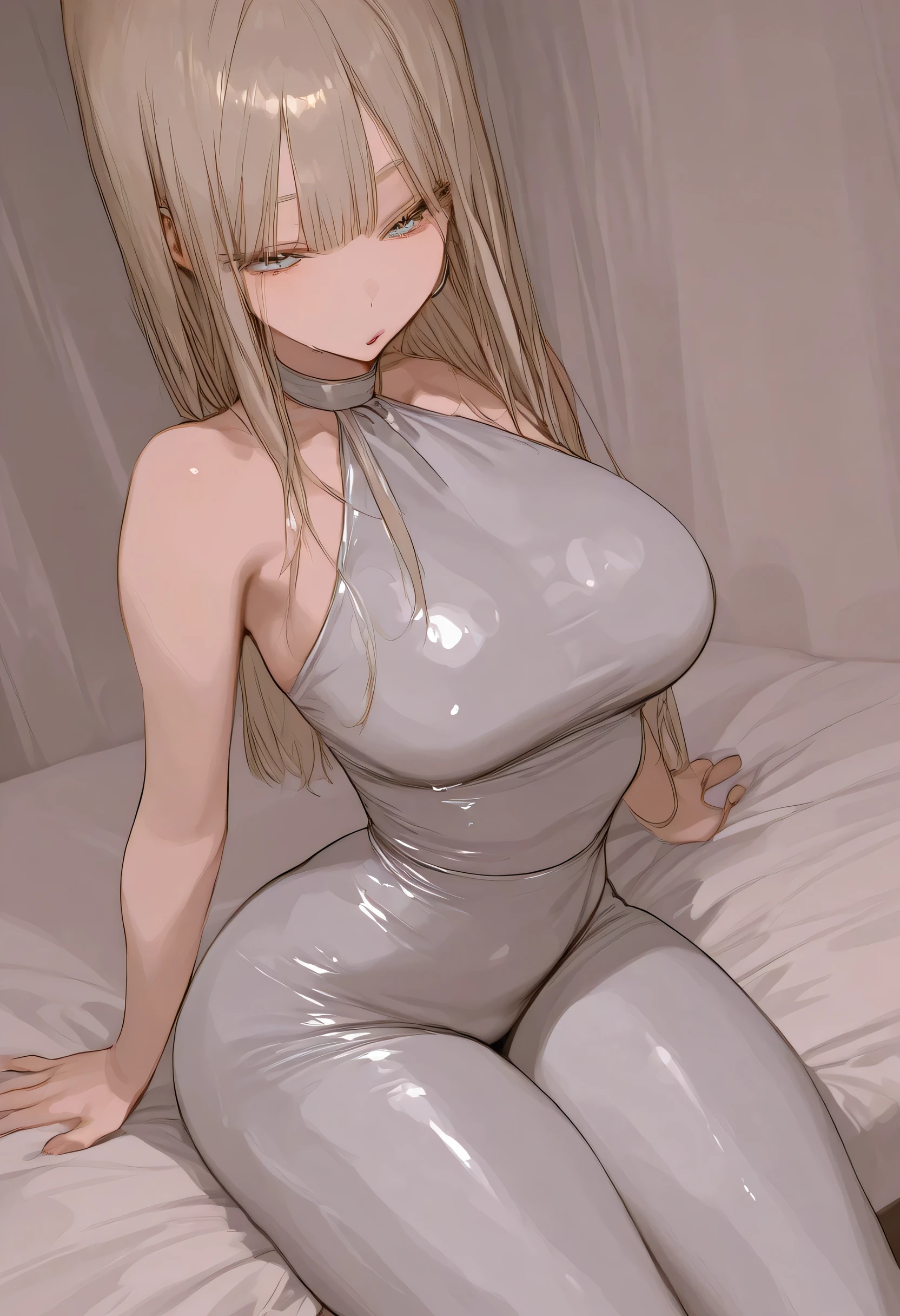 sitting on face, super thick, Waifu, large breasts, signature outfit, white bodysuit, turtleneck bodysuit, sitting on face, cc from code Geass photorealistic hyperrealism trending on Pixiv high resolution perfect composition professional quality high resolution octane render hyperrealism ray tracing, breast indentation, covered breasts, fully covered, latex fetish, close-up, focus on breasts and face, one girl one view, vice magazine raw photography style, trending on civitai, masterpiece